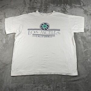 Vintage Los Angeles California Shirt Mens XL White Palm Tree Single‎ Stitch 80s
